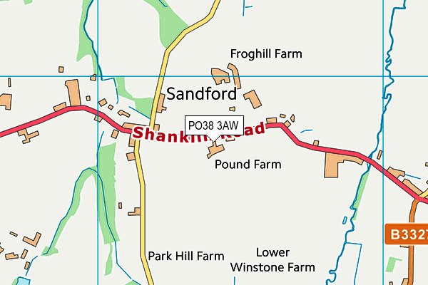 PO38 3AW map - OS VectorMap District (Ordnance Survey) PO38 3AW map - OS VectorMap District (Ordnance Survey)