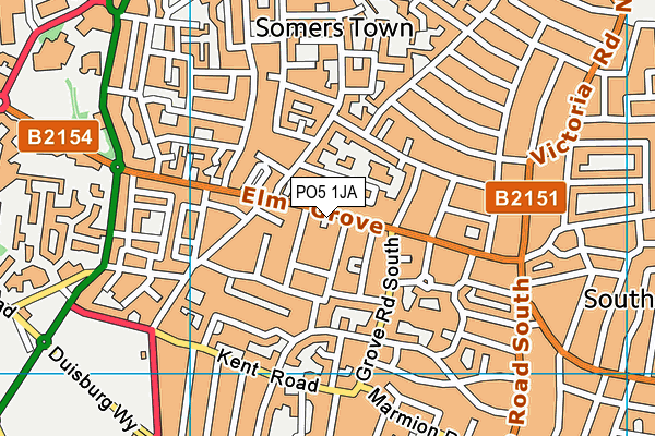 PO5 1JA map - OS VectorMap District (Ordnance Survey) PO5 1JA map - OS VectorMap District (Ordnance Survey)