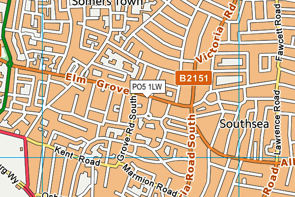 PO5 1LW map - OS VectorMap District (Ordnance Survey) PO5 1LW map - OS VectorMap District (Ordnance Survey)