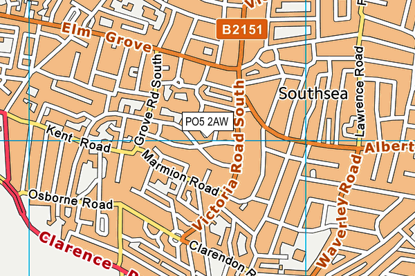 PO5 2AW map - OS VectorMap District (Ordnance Survey) PO5 2AW map - OS VectorMap District (Ordnance Survey)