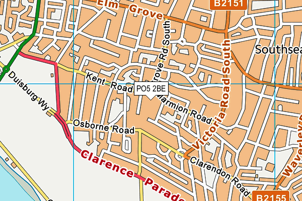 PO5 2BE map - OS VectorMap District (Ordnance Survey) PO5 2BE map - OS VectorMap District (Ordnance Survey)