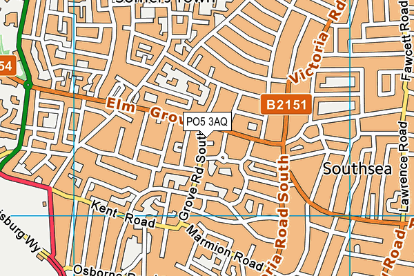 PO5 3AQ map - OS VectorMap District (Ordnance Survey) PO5 3AQ map - OS VectorMap District (Ordnance Survey)