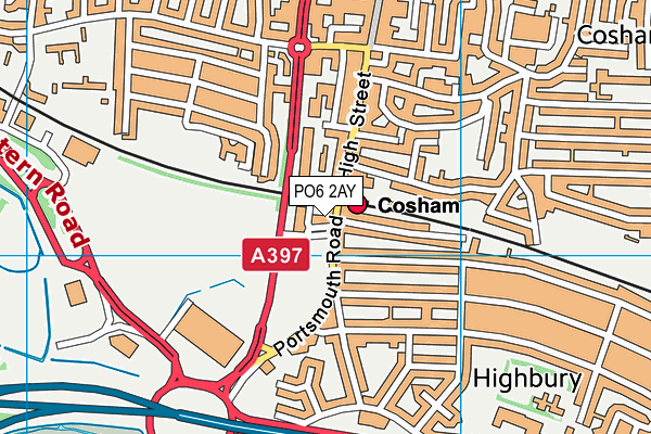 PO6 2AY map - OS VectorMap District (Ordnance Survey) PO6 2AY map - OS VectorMap District (Ordnance Survey)