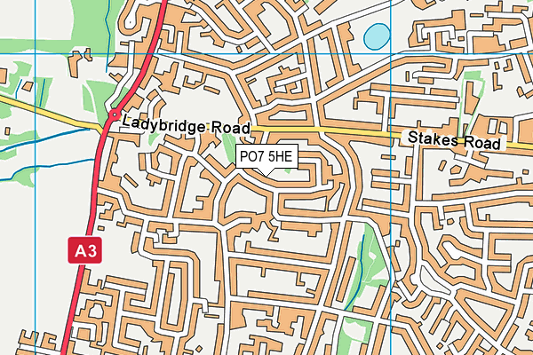 PO7 5HE map - OS VectorMap District (Ordnance Survey)