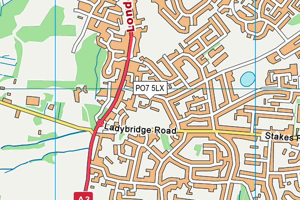 PO7 5LX map - OS VectorMap District (Ordnance Survey)
