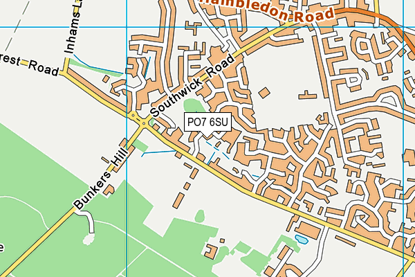 PO7 6SU map - OS VectorMap District (Ordnance Survey)