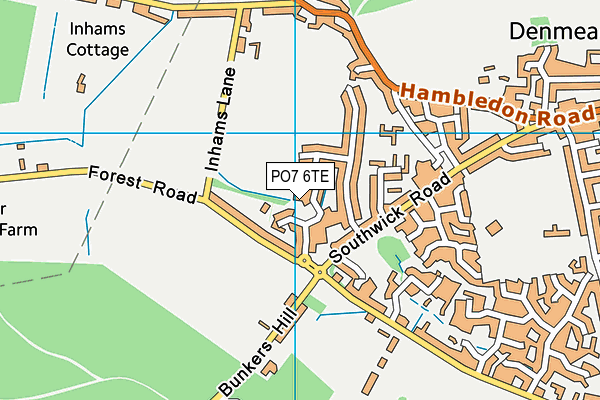 PO7 6TE map - OS VectorMap District (Ordnance Survey) PO7 6TE map - OS VectorMap District (Ordnance Survey)