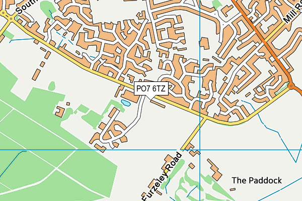 PO7 6TZ map - OS VectorMap District (Ordnance Survey)
