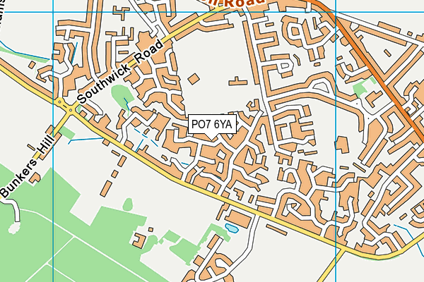 PO7 6YA map - OS VectorMap District (Ordnance Survey) PO7 6YA map - OS VectorMap District (Ordnance Survey)