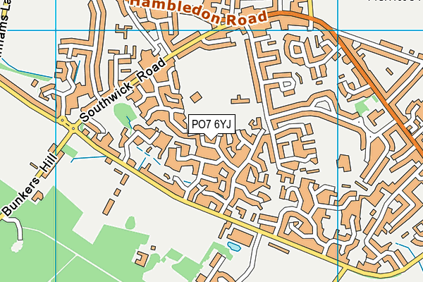 PO7 6YJ map - OS VectorMap District (Ordnance Survey) PO7 6YJ map - OS VectorMap District (Ordnance Survey)