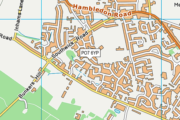 PO7 6YP map - OS VectorMap District (Ordnance Survey) PO7 6YP map - OS VectorMap District (Ordnance Survey)