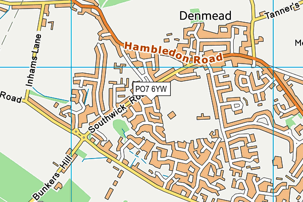 PO7 6YW map - OS VectorMap District (Ordnance Survey) PO7 6YW map - OS VectorMap District (Ordnance Survey)
