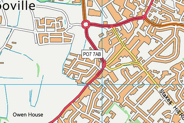 PO7 7AB map - OS VectorMap District (Ordnance Survey)