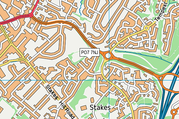 PO7 7NJ map - OS VectorMap District (Ordnance Survey)