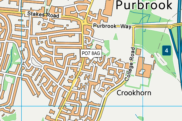 PO7 8AG map - OS VectorMap District (Ordnance Survey)
