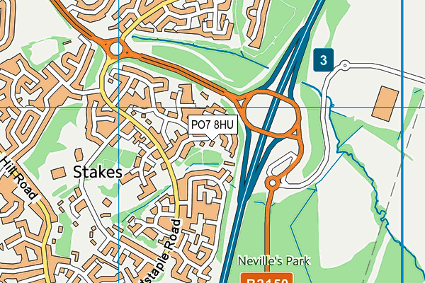 PO7 8HU map - OS VectorMap District (Ordnance Survey)