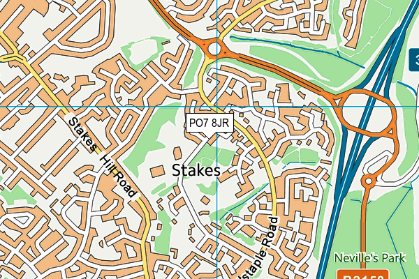 PO7 8JR map - OS VectorMap District (Ordnance Survey)