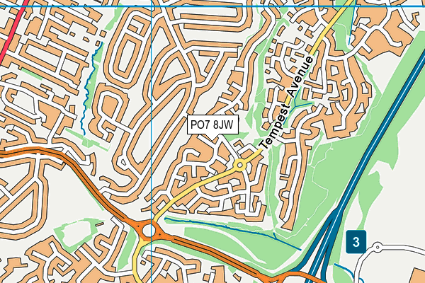 PO7 8JW map - OS VectorMap District (Ordnance Survey) PO7 8JW map - OS VectorMap District (Ordnance Survey)