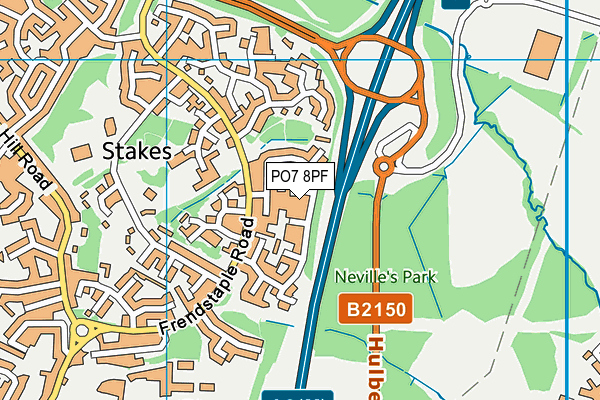 PO7 8PF map - OS VectorMap District (Ordnance Survey)