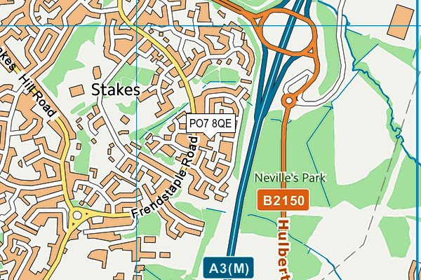 PO7 8QE map - OS VectorMap District (Ordnance Survey) PO7 8QE map - OS VectorMap District (Ordnance Survey)