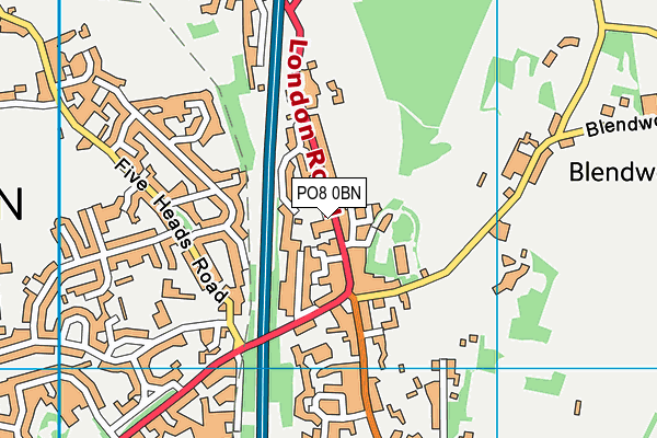 PO8 0BN map - OS VectorMap District (Ordnance Survey) PO8 0BN map - OS VectorMap District (Ordnance Survey)