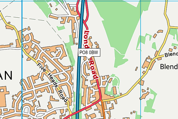 PO8 0BW map - OS VectorMap District (Ordnance Survey) PO8 0BW map - OS VectorMap District (Ordnance Survey)