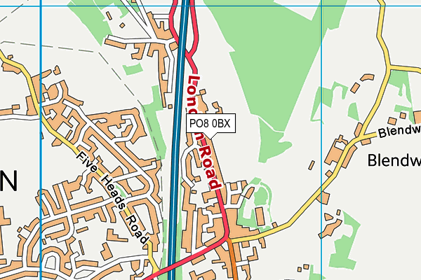 PO8 0BX map - OS VectorMap District (Ordnance Survey) PO8 0BX map - OS VectorMap District (Ordnance Survey)