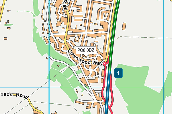 PO8 0DZ map - OS VectorMap District (Ordnance Survey) PO8 0DZ map - OS VectorMap District (Ordnance Survey)