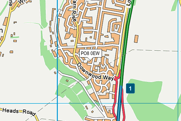 PO8 0EW map - OS VectorMap District (Ordnance Survey) PO8 0EW map - OS VectorMap District (Ordnance Survey)