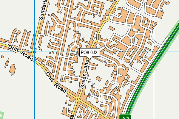 PO8 0JX map - OS VectorMap District (Ordnance Survey) PO8 0JX map - OS VectorMap District (Ordnance Survey)