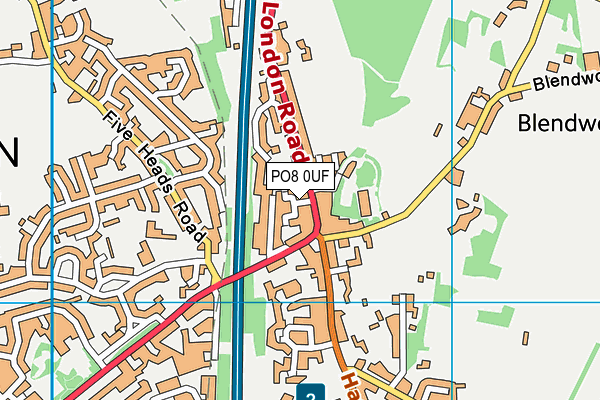 PO8 0UF map - OS VectorMap District (Ordnance Survey) PO8 0UF map - OS VectorMap District (Ordnance Survey)