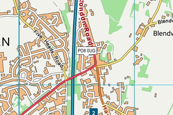 PO8 0UG map - OS VectorMap District (Ordnance Survey)