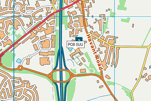 PO8 0UU map - OS VectorMap District (Ordnance Survey) PO8 0UU map - OS VectorMap District (Ordnance Survey)