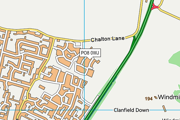 PO8 0WJ map - OS VectorMap District (Ordnance Survey)
