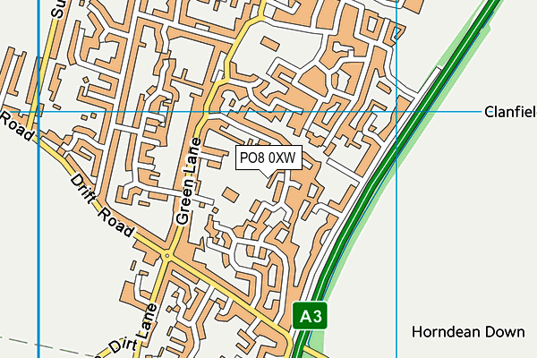 PO8 0XW map - OS VectorMap District (Ordnance Survey) PO8 0XW map - OS VectorMap District (Ordnance Survey)