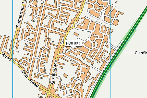 PO8 0XY map - OS VectorMap District (Ordnance Survey) PO8 0XY map - OS VectorMap District (Ordnance Survey)