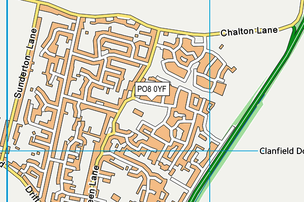 PO8 0YF map - OS VectorMap District (Ordnance Survey) PO8 0YF map - OS VectorMap District (Ordnance Survey)
