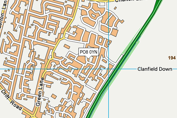 PO8 0YN map - OS VectorMap District (Ordnance Survey) PO8 0YN map - OS VectorMap District (Ordnance Survey)