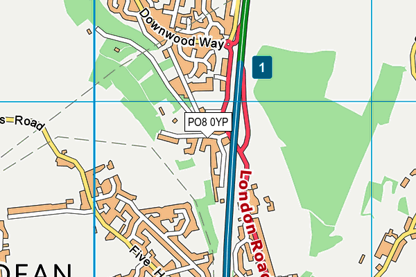 PO8 0YP map - OS VectorMap District (Ordnance Survey) PO8 0YP map - OS VectorMap District (Ordnance Survey)