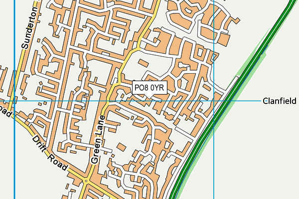 PO8 0YR map - OS VectorMap District (Ordnance Survey) PO8 0YR map - OS VectorMap District (Ordnance Survey)