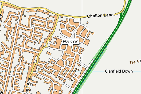 PO8 0YW map - OS VectorMap District (Ordnance Survey) PO8 0YW map - OS VectorMap District (Ordnance Survey)