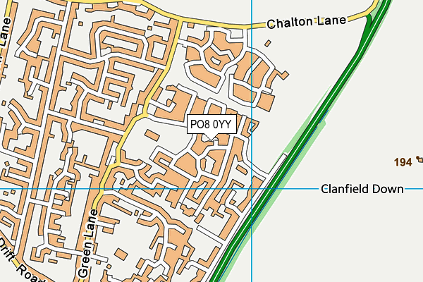 PO8 0YY map - OS VectorMap District (Ordnance Survey) PO8 0YY map - OS VectorMap District (Ordnance Survey)