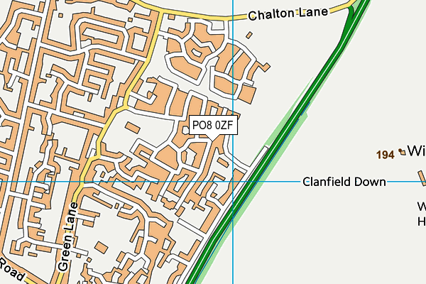 PO8 0ZF map - OS VectorMap District (Ordnance Survey) PO8 0ZF map - OS VectorMap District (Ordnance Survey)