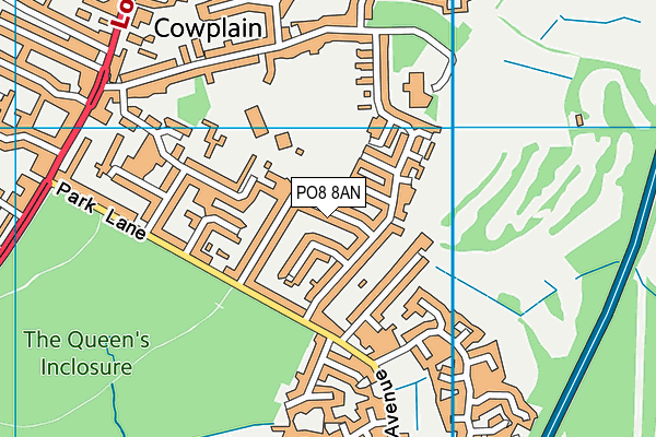 PO8 8AN map - OS VectorMap District (Ordnance Survey) PO8 8AN map - OS VectorMap District (Ordnance Survey)