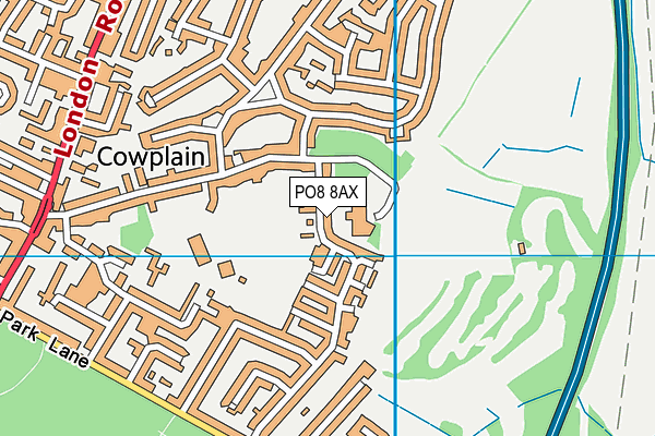 PO8 8AX map - OS VectorMap District (Ordnance Survey) PO8 8AX map - OS VectorMap District (Ordnance Survey)