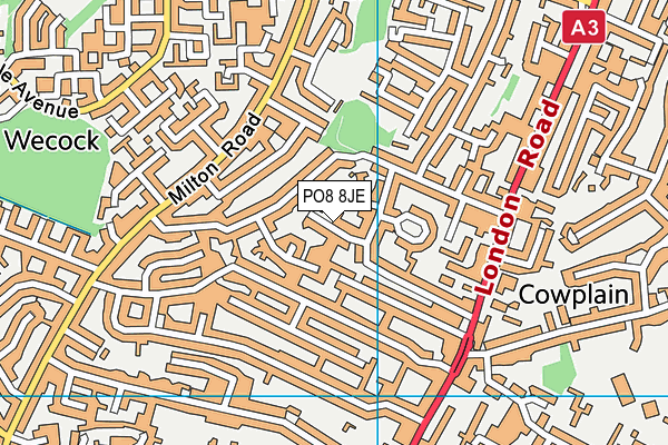 PO8 8JE map - OS VectorMap District (Ordnance Survey) PO8 8JE map - OS VectorMap District (Ordnance Survey)