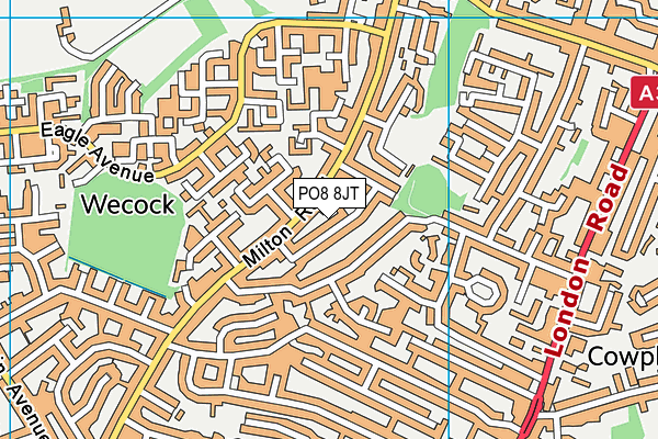 PO8 8JT map - OS VectorMap District (Ordnance Survey) PO8 8JT map - OS VectorMap District (Ordnance Survey)