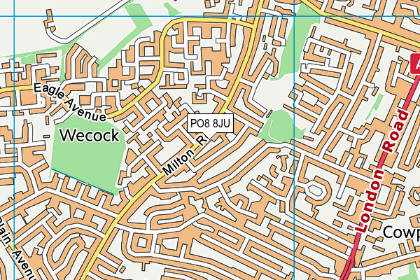 PO8 8JU map - OS VectorMap District (Ordnance Survey) PO8 8JU map - OS VectorMap District (Ordnance Survey)