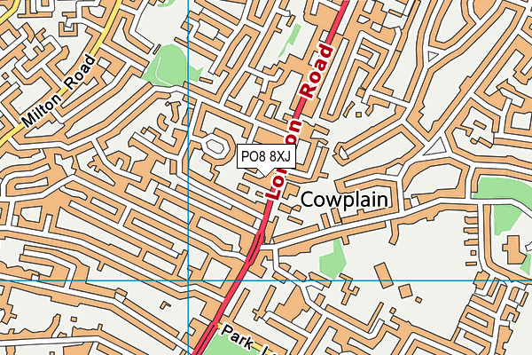 PO8 8XJ map - OS VectorMap District (Ordnance Survey)
