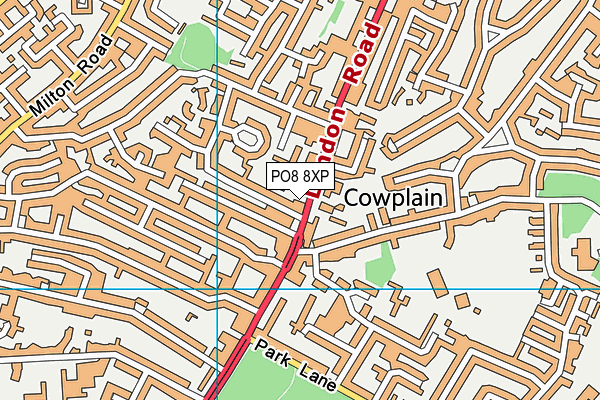 PO8 8XP map - OS VectorMap District (Ordnance Survey)